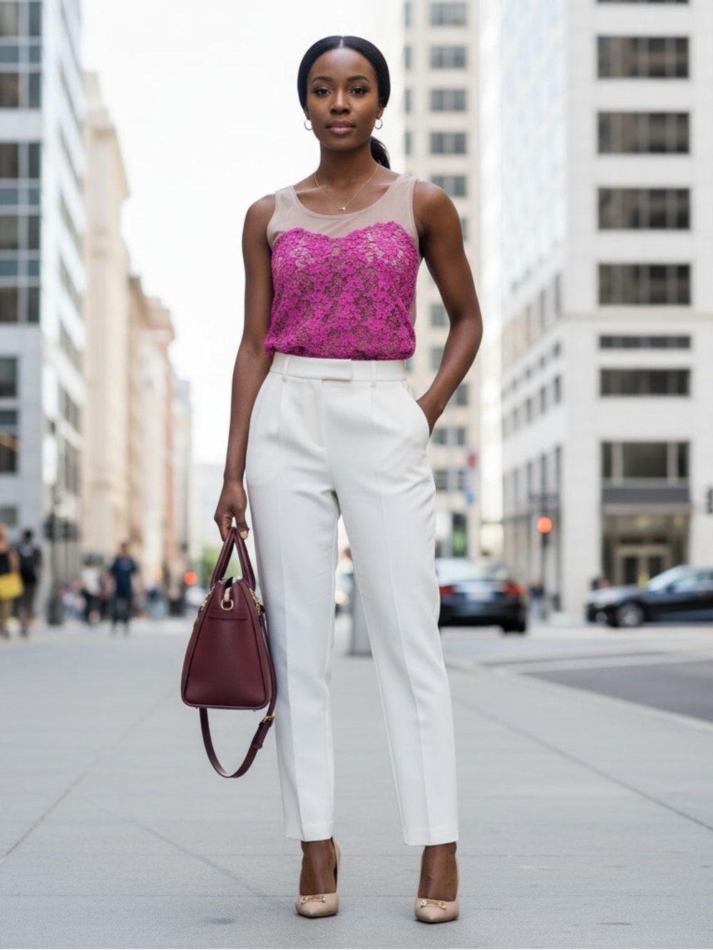Ann Taylor Pink Floral Lace Overlay Sleeveless Tank Top S